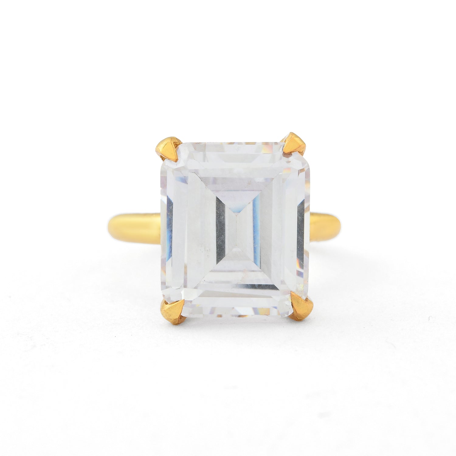 Classic Emerald Cut Zirconia Solitaire Ring