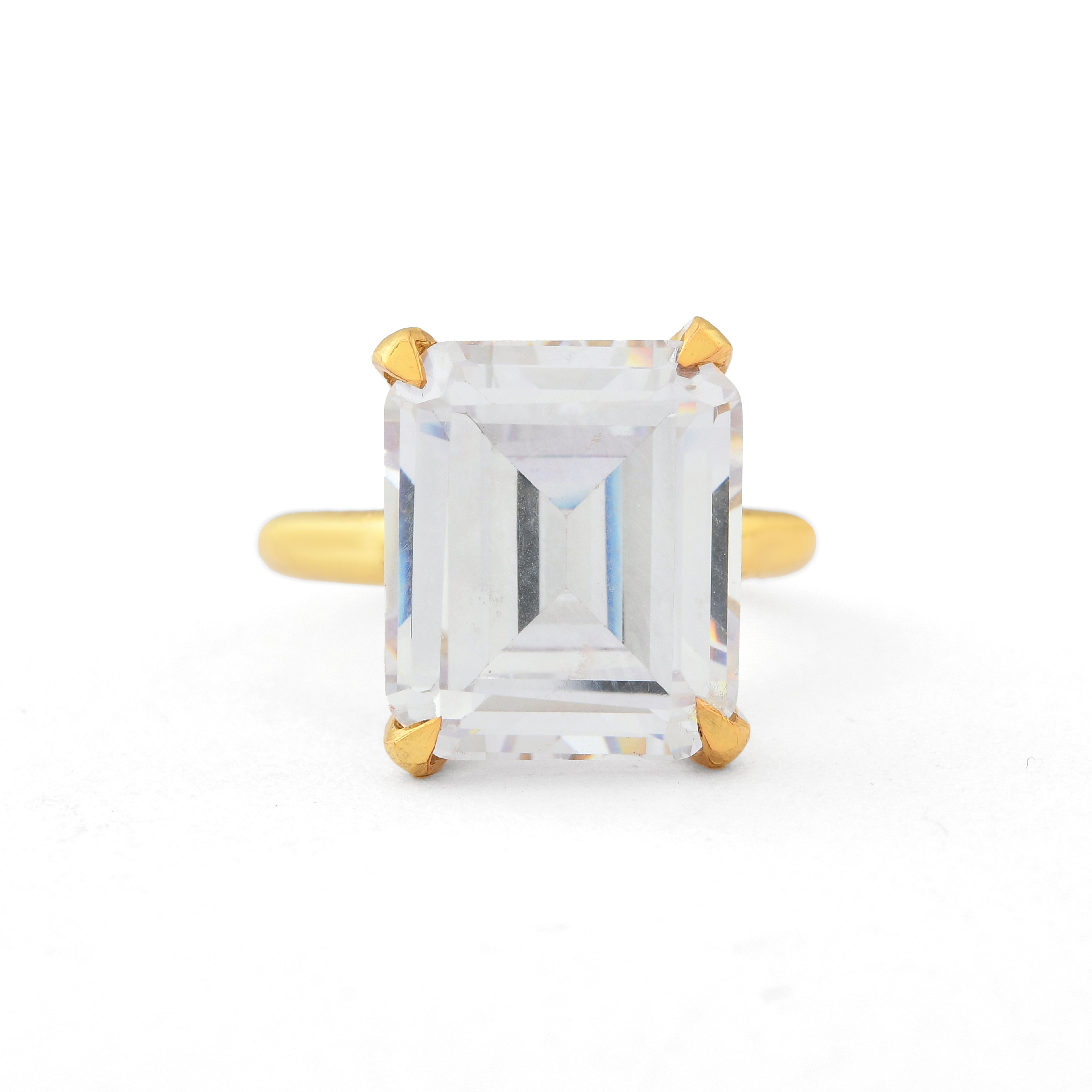 Classic Emerald Cut Zirconia Solitaire Ring