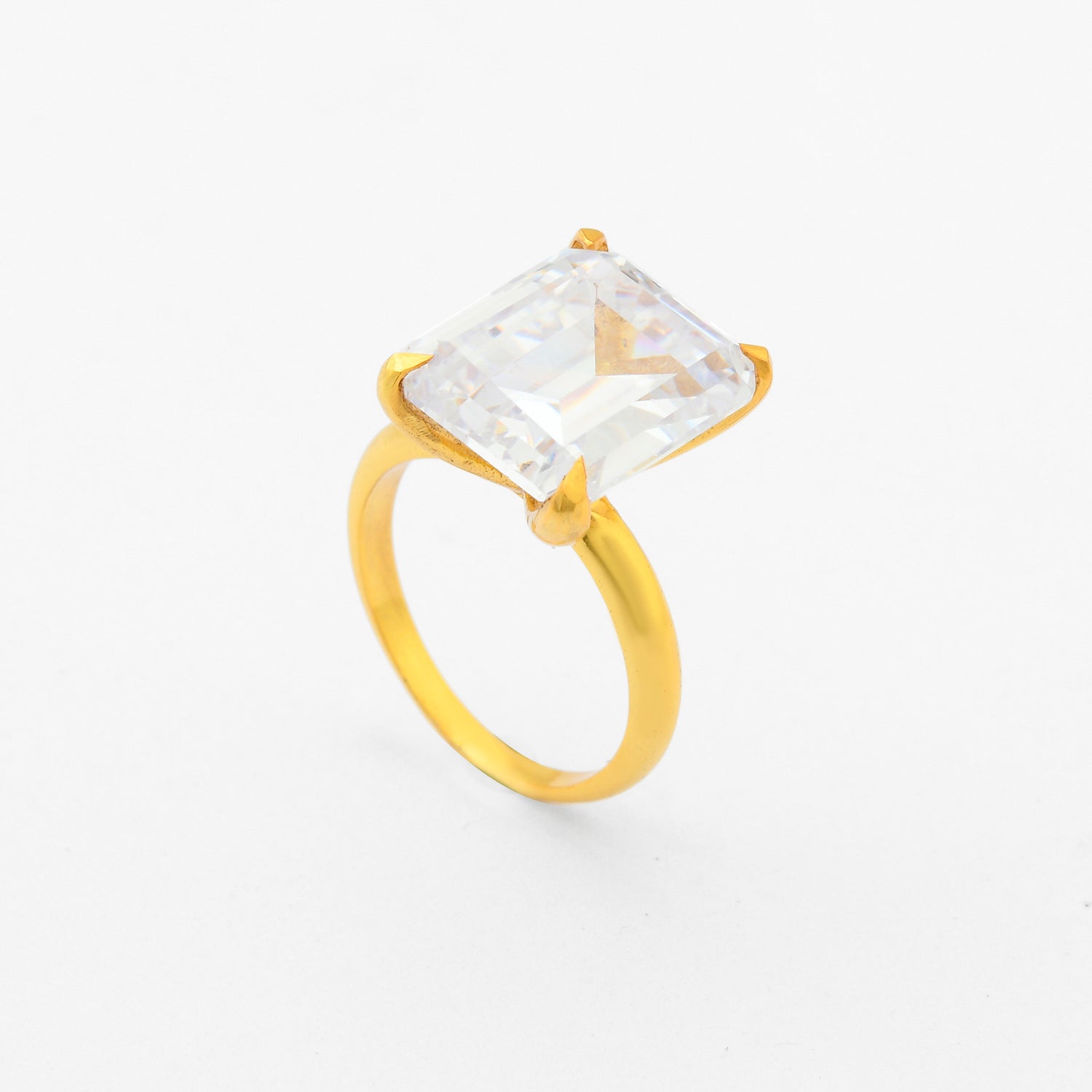 Classic Emerald Cut Zirconia Solitaire Ring