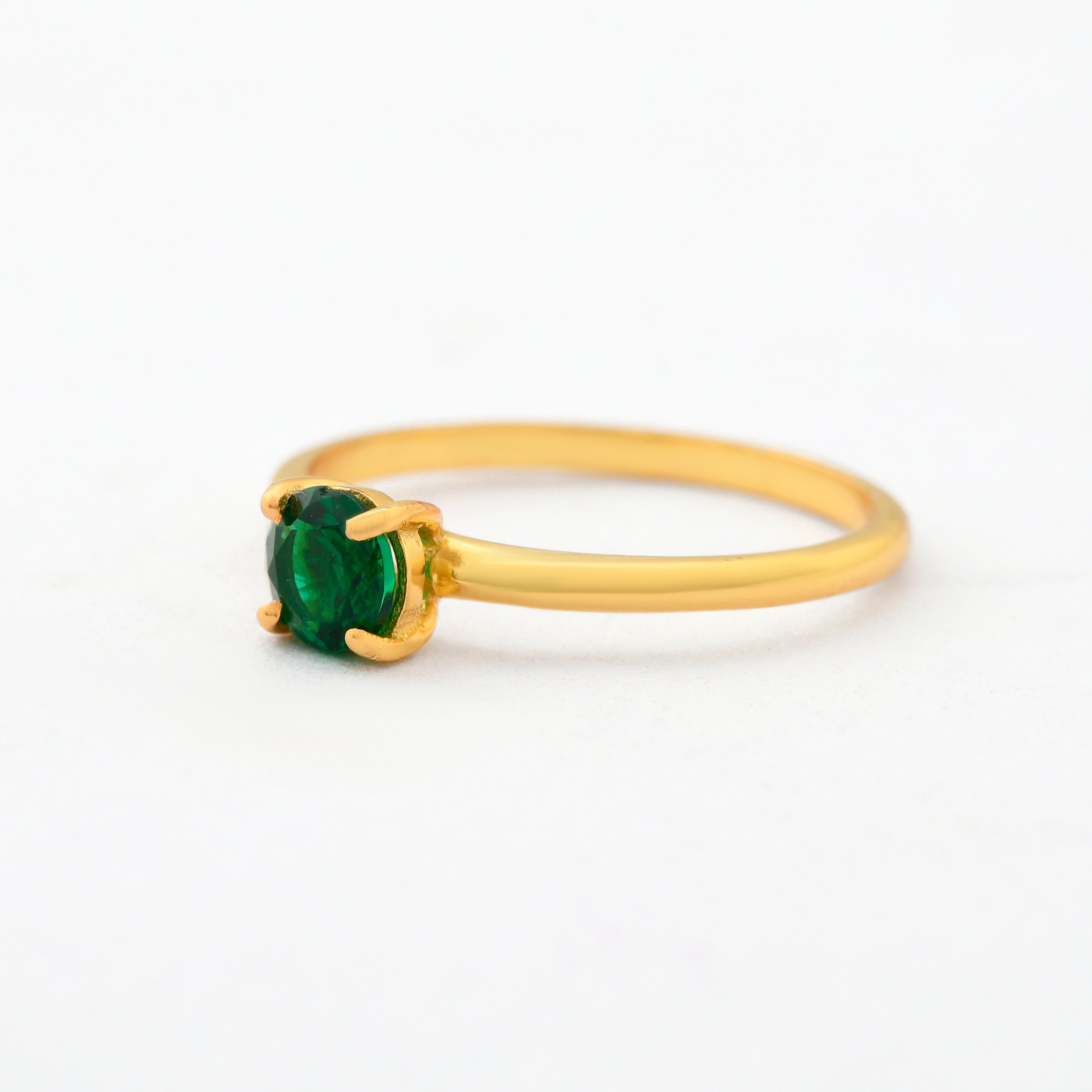 Round Emerald Zirconia Stacker Ring