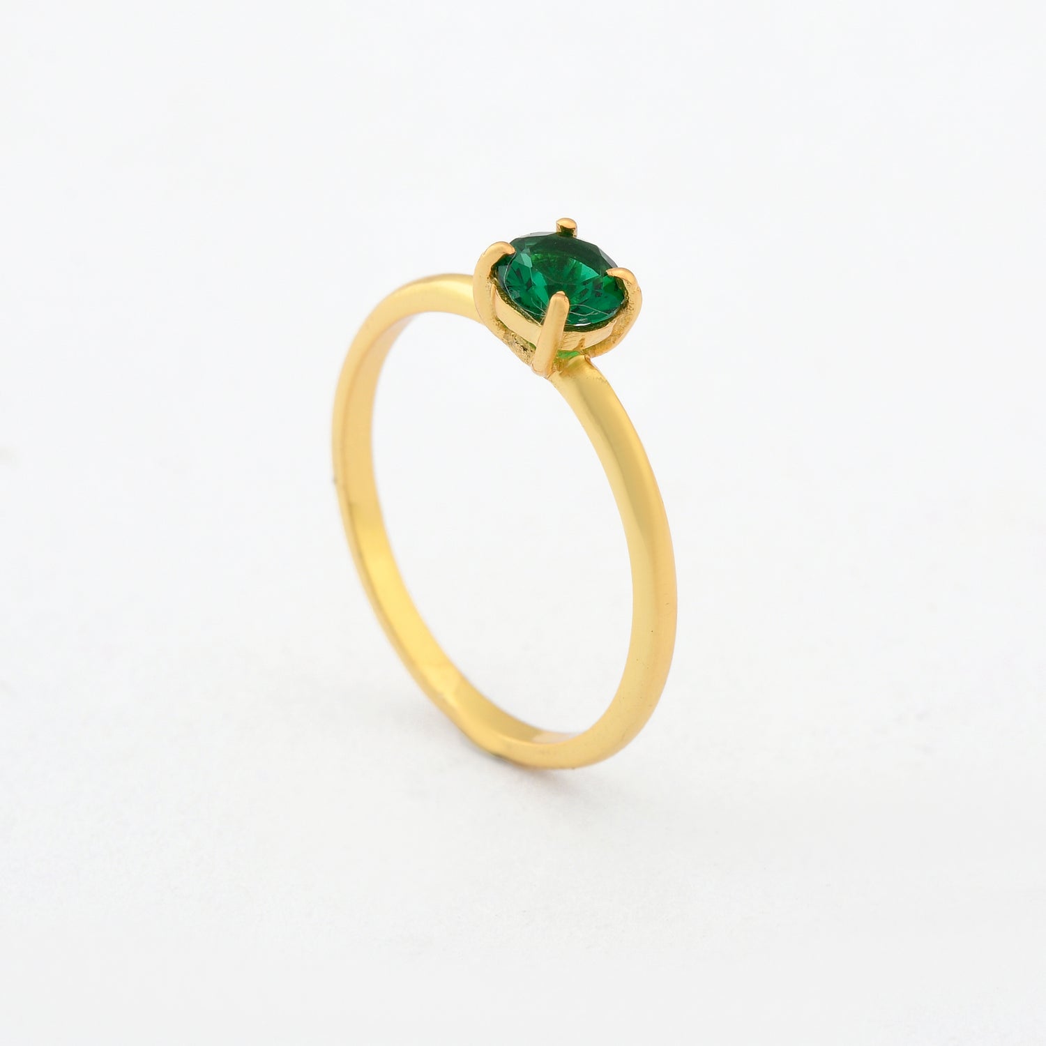 Round Emerald Zirconia Stacker Ring