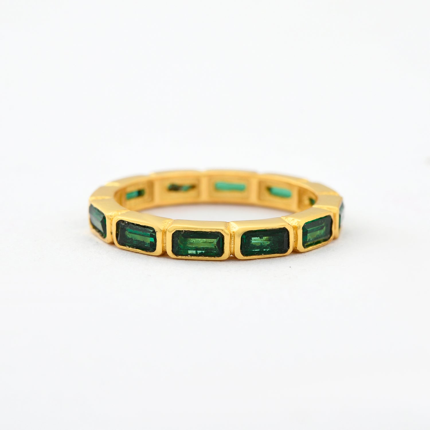 Baguette Emerald Zirconia Eternity Ring