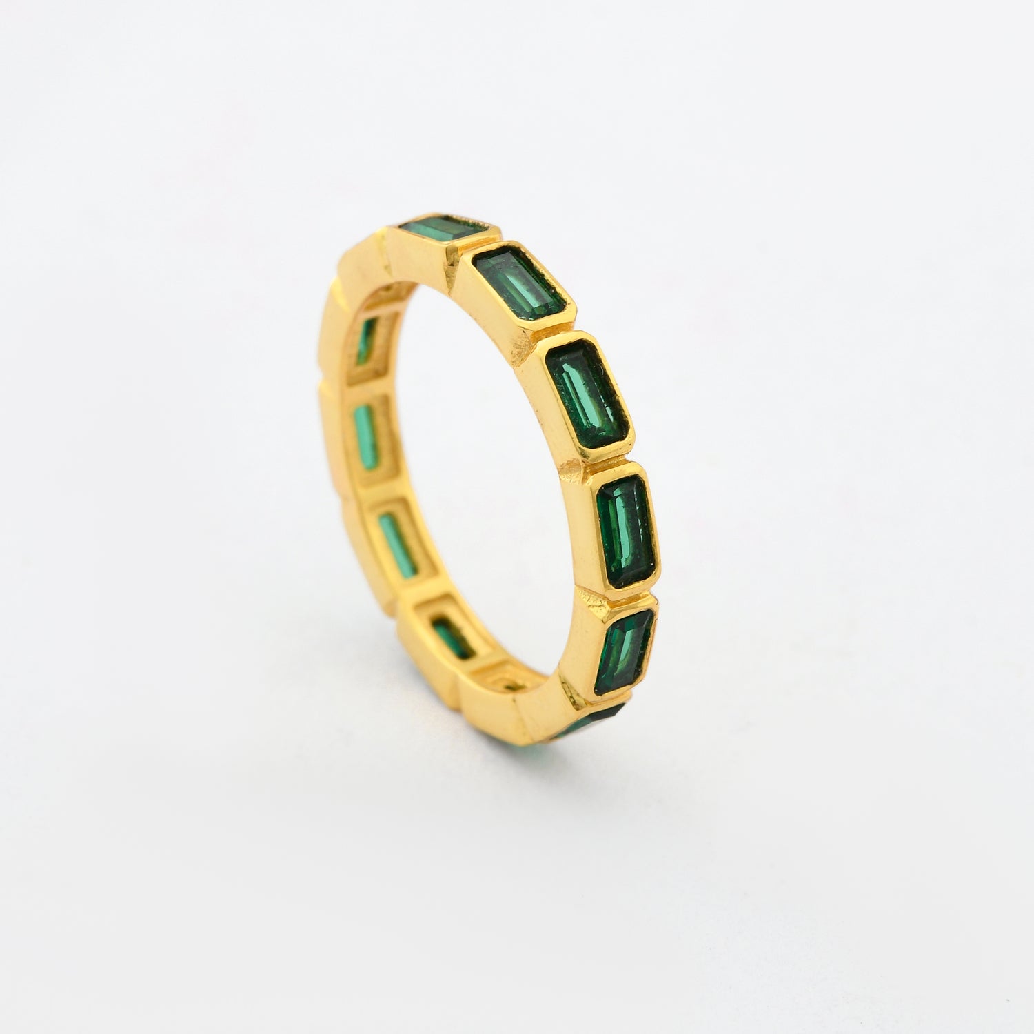 Baguette Emerald Zirconia Eternity Ring