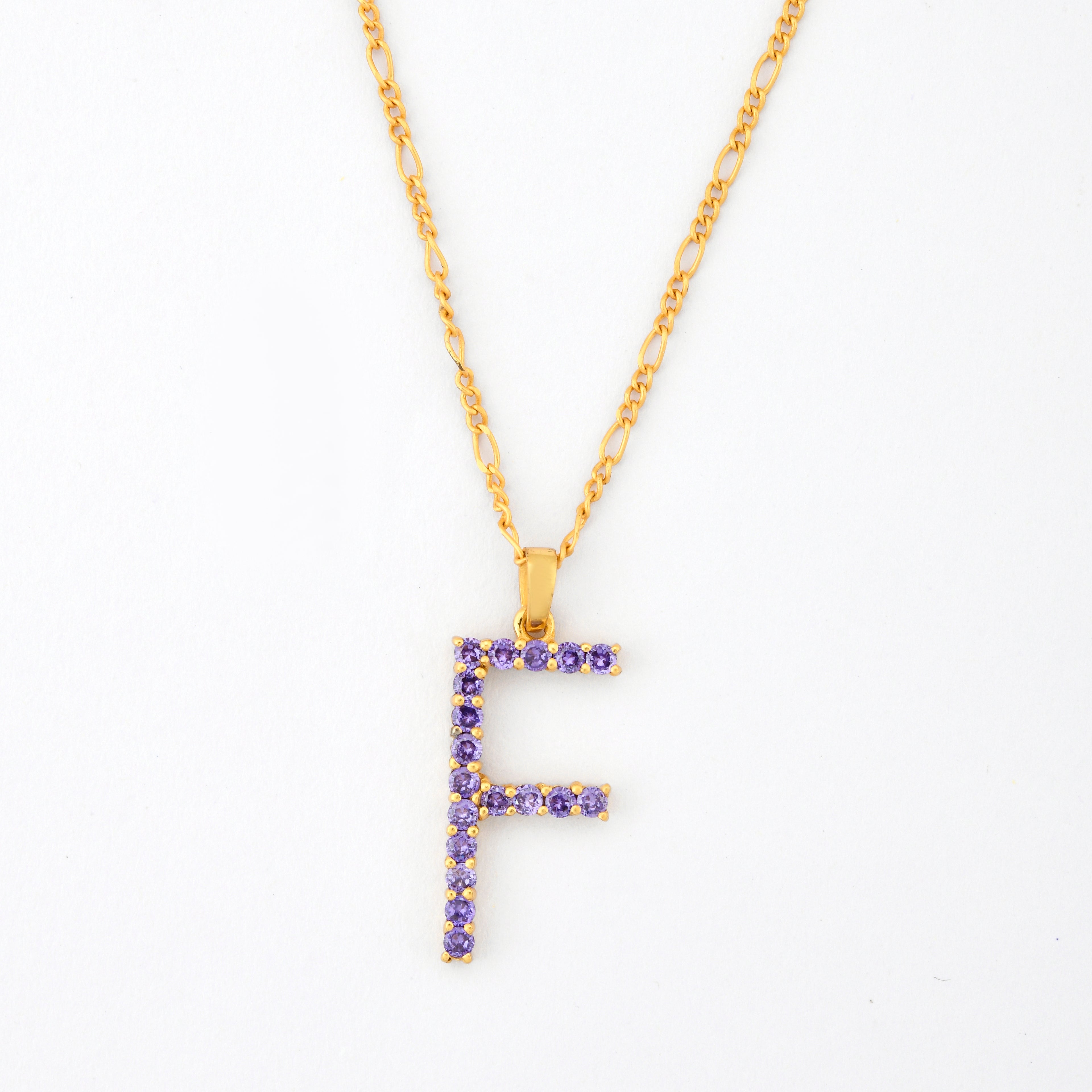 Oversized Amethyst Letter Pendant Necklace