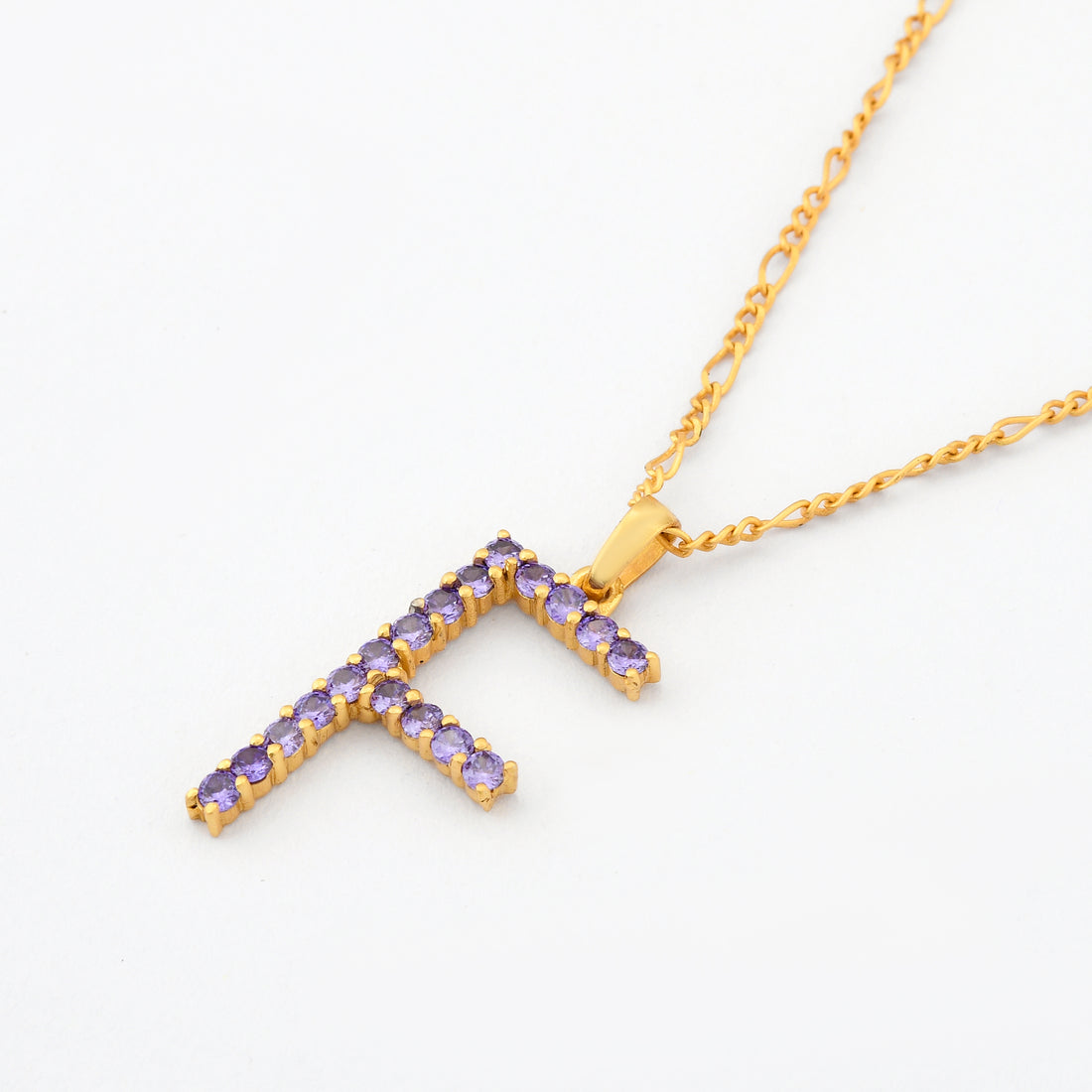 Oversized Amethyst Letter Pendant Necklace