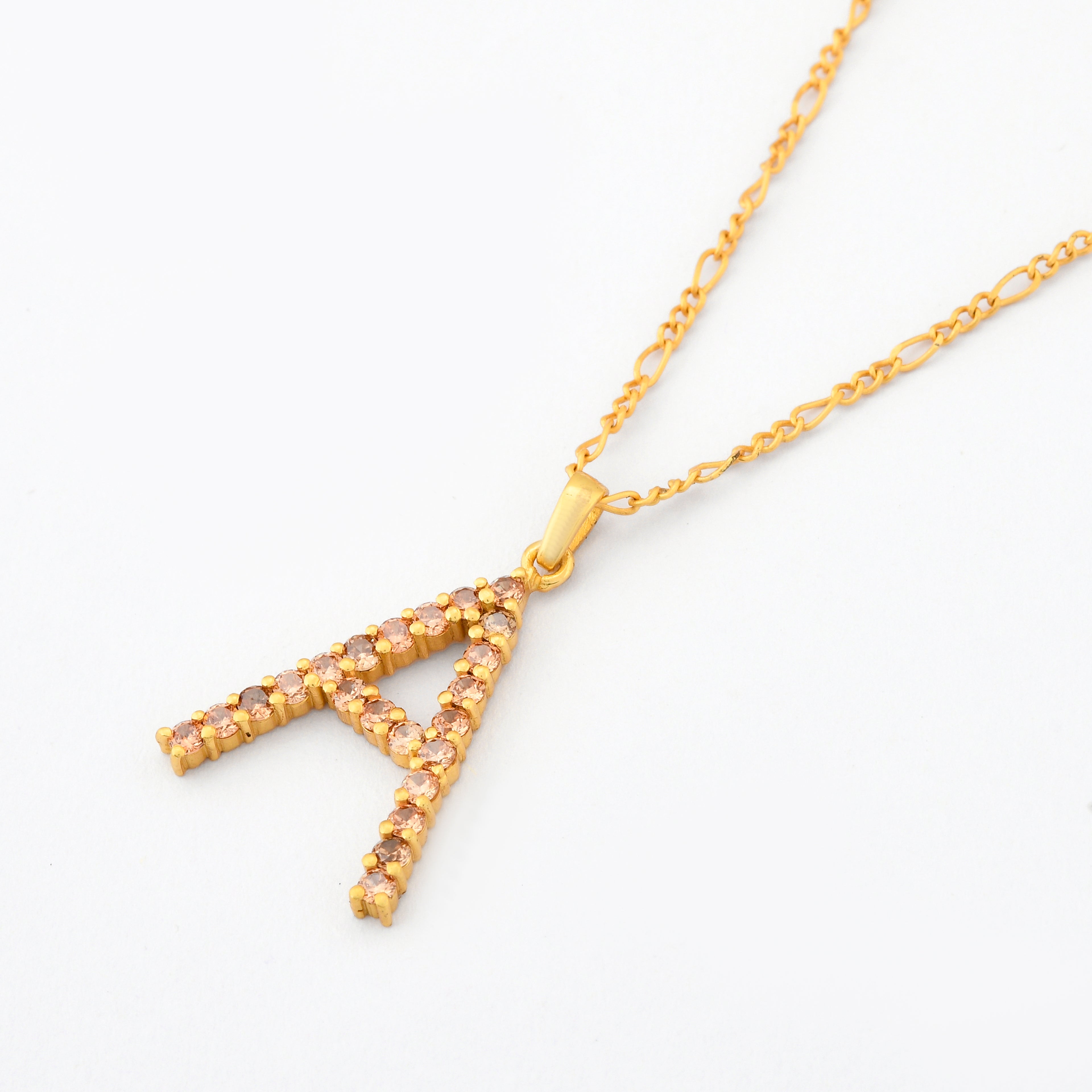 Oversized Champaign Letter Pendant Necklace