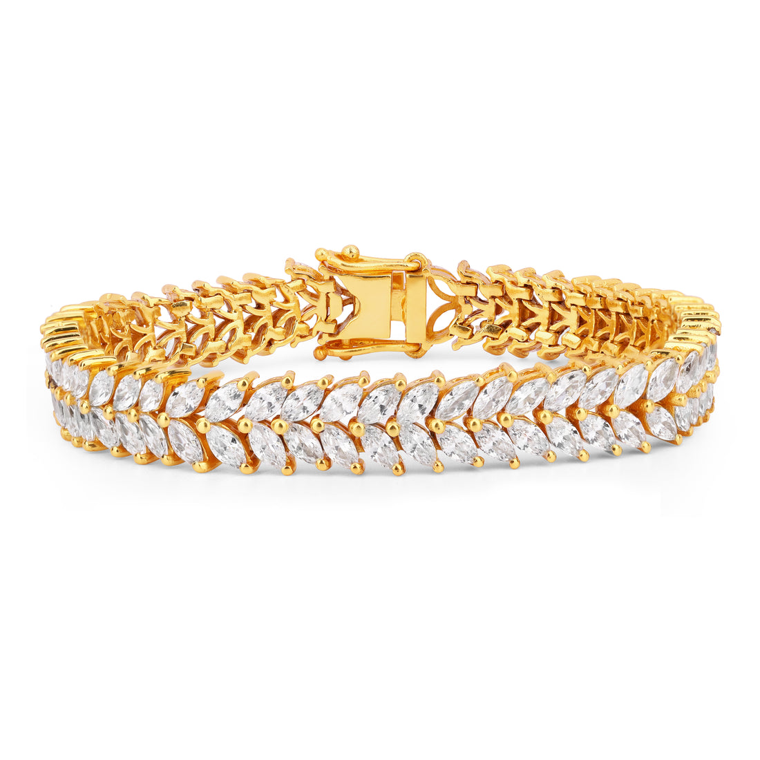 White Marquise Zirconia Two Lane Bracelet