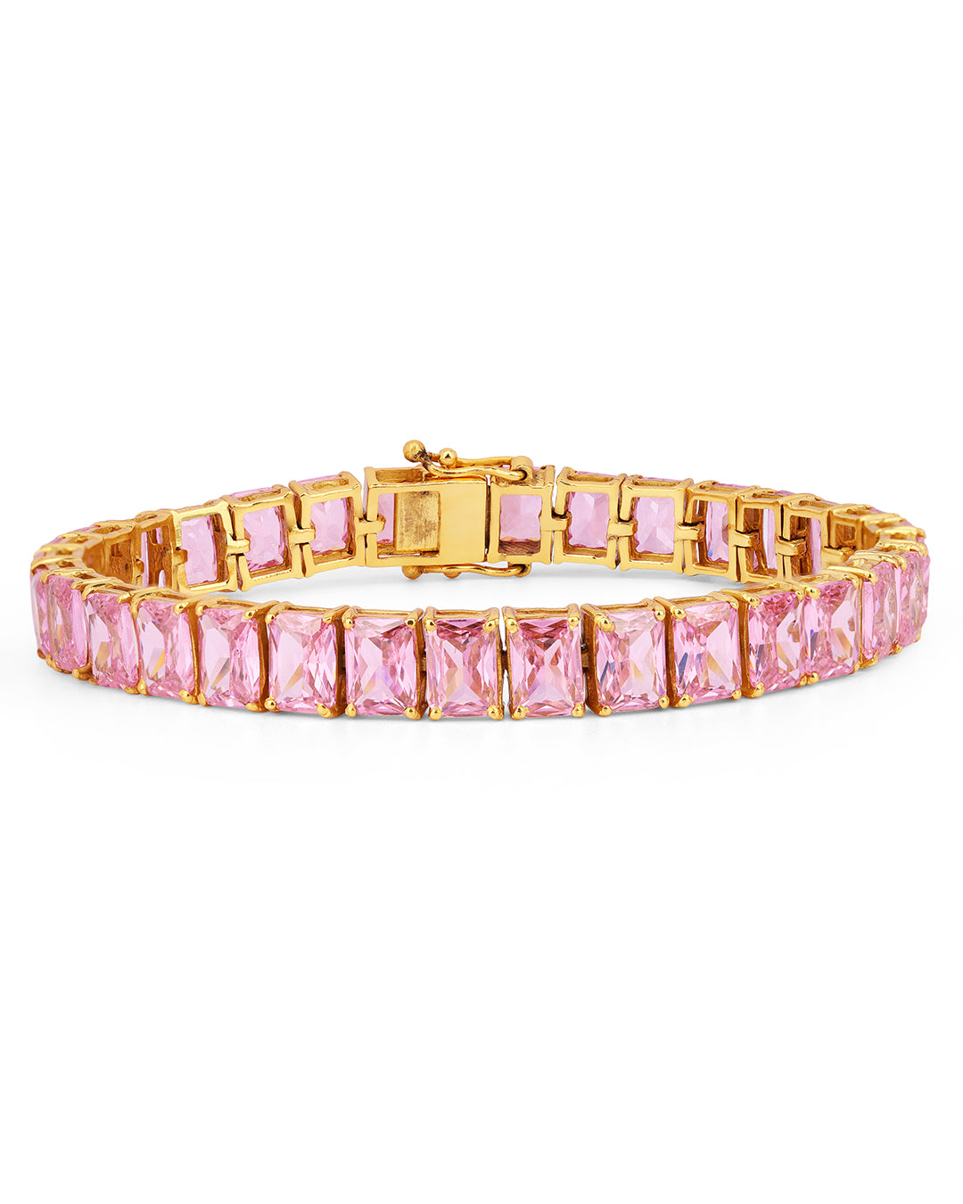 Pink Tourmaline Octagon Zirconia Tennis Bracelet