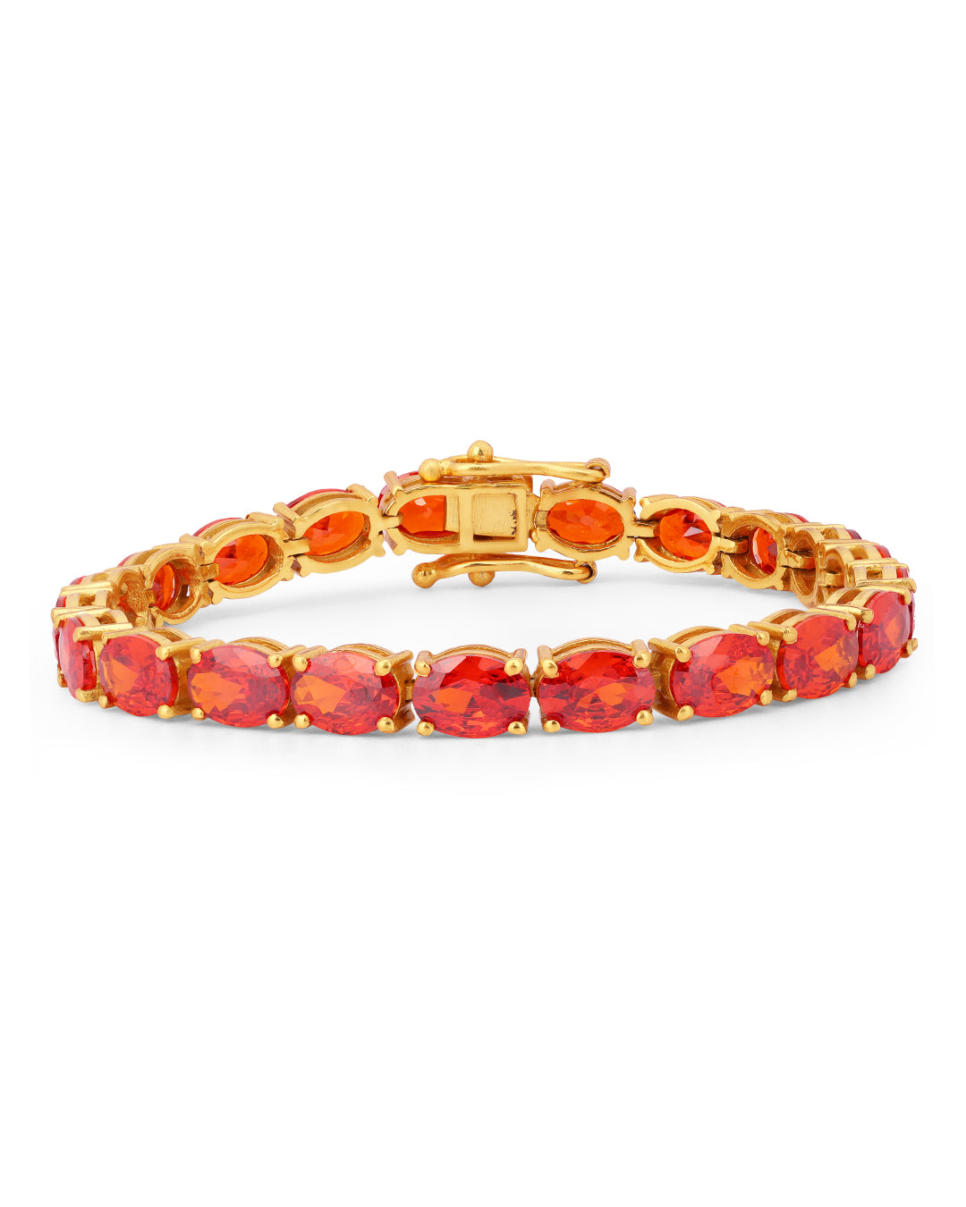 Oval Cherry Opal Zirconia Tennis Bracelet