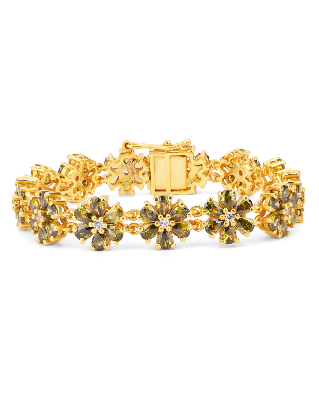 Floral Demantoid Garnet Zirconia Bracelet