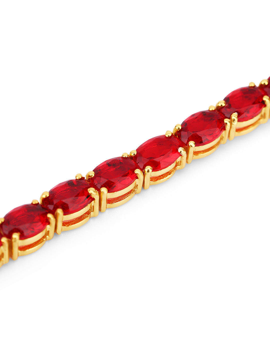 Blood Red Cherry Zirconia Oval Tennis Bracelet