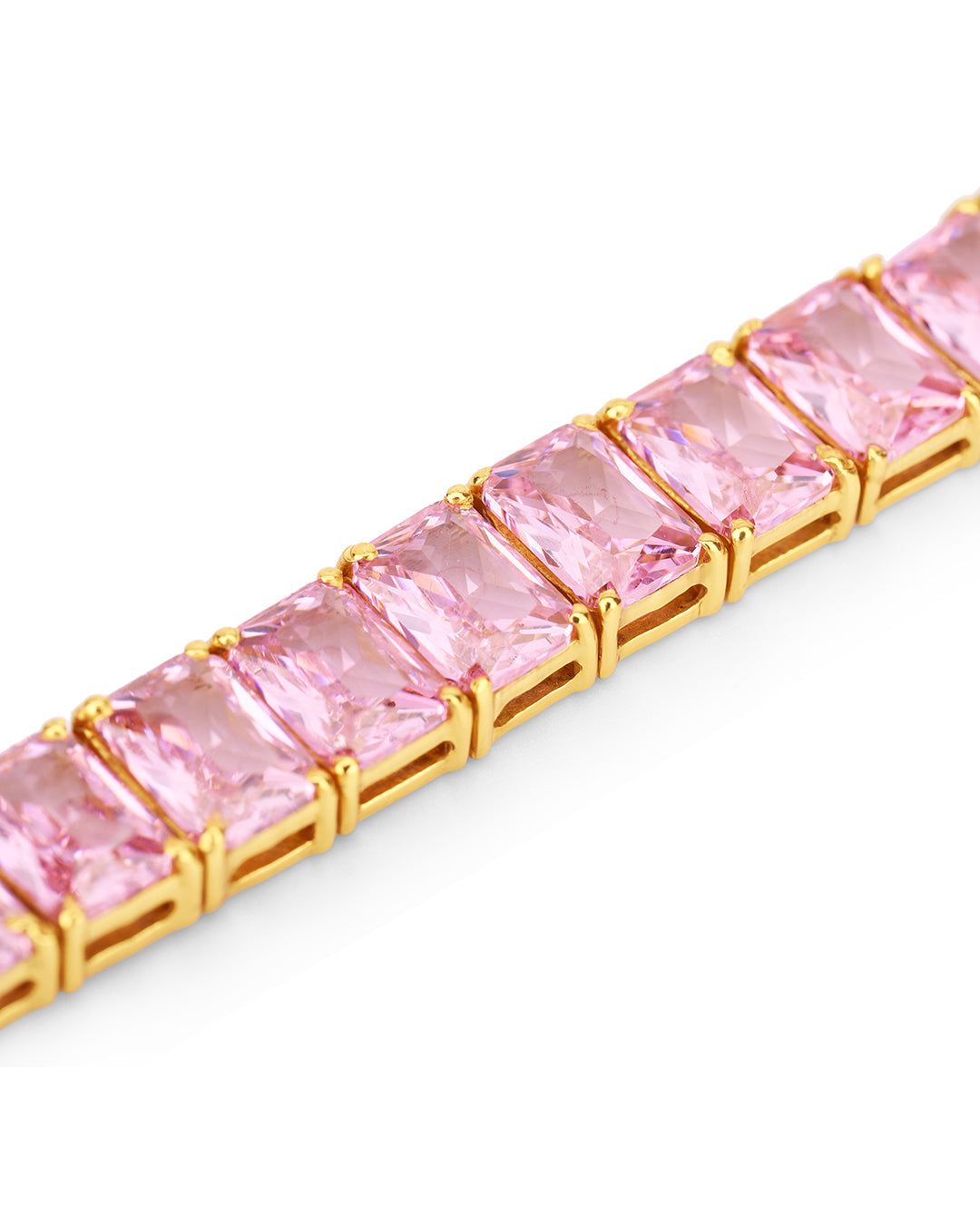 Pink Tourmaline Octagon Zirconia Tennis Bracelet