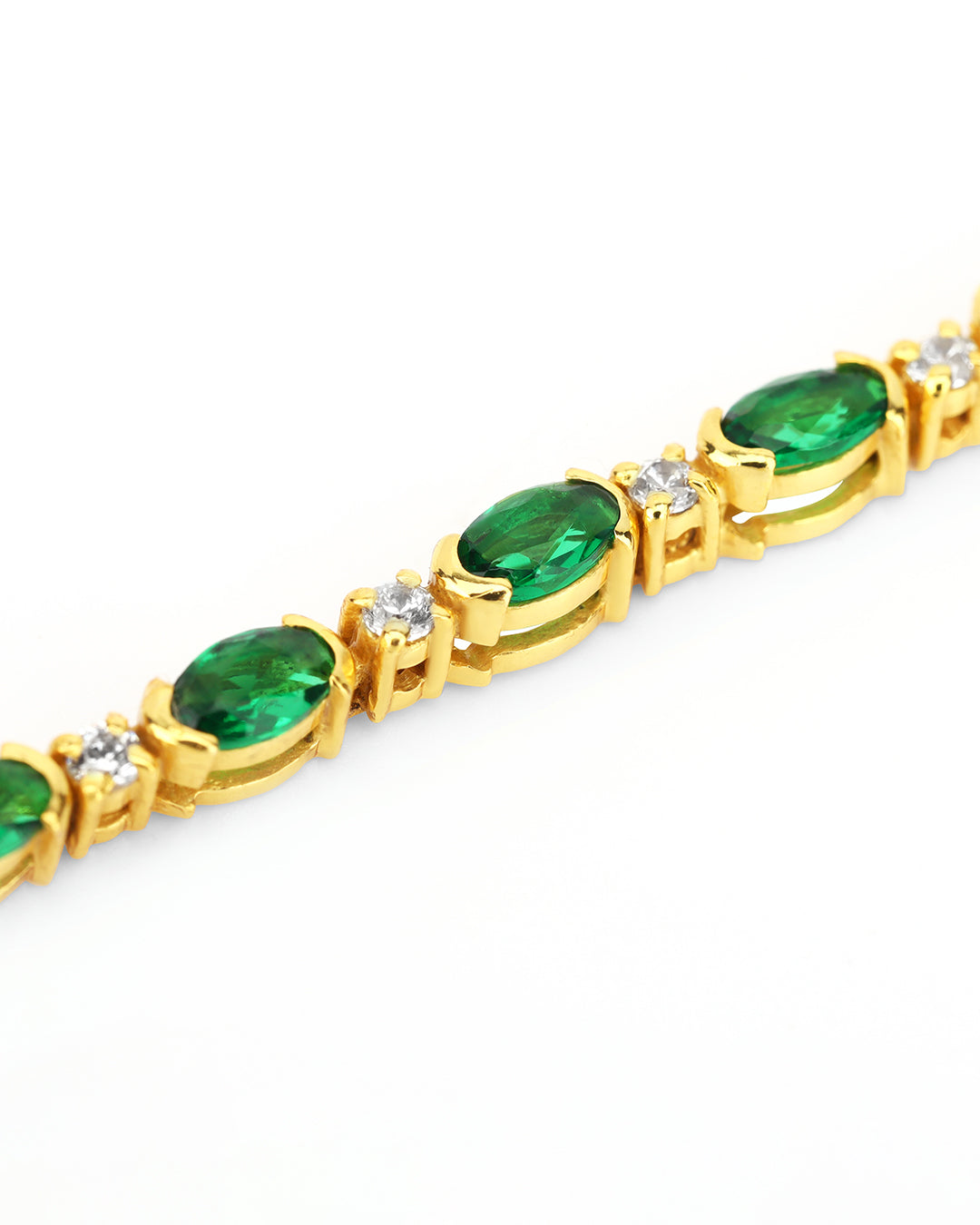 Bezel Set Emerald Zirconia Bracelet with White Accents