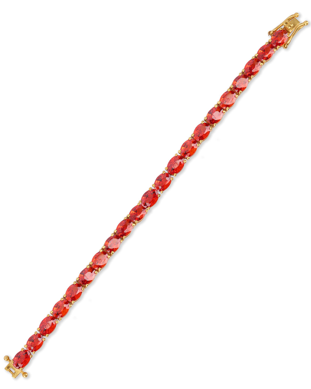 Oval Cherry Opal Zirconia Tennis Bracelet