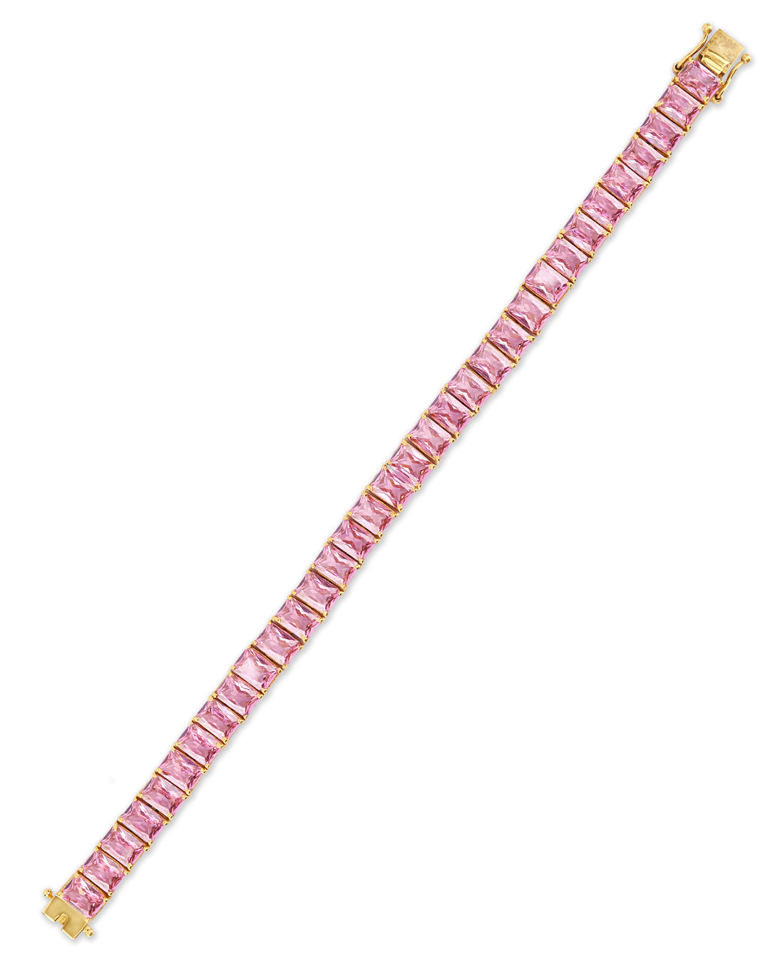 Pink Tourmaline Octagon Zirconia Tennis Bracelet