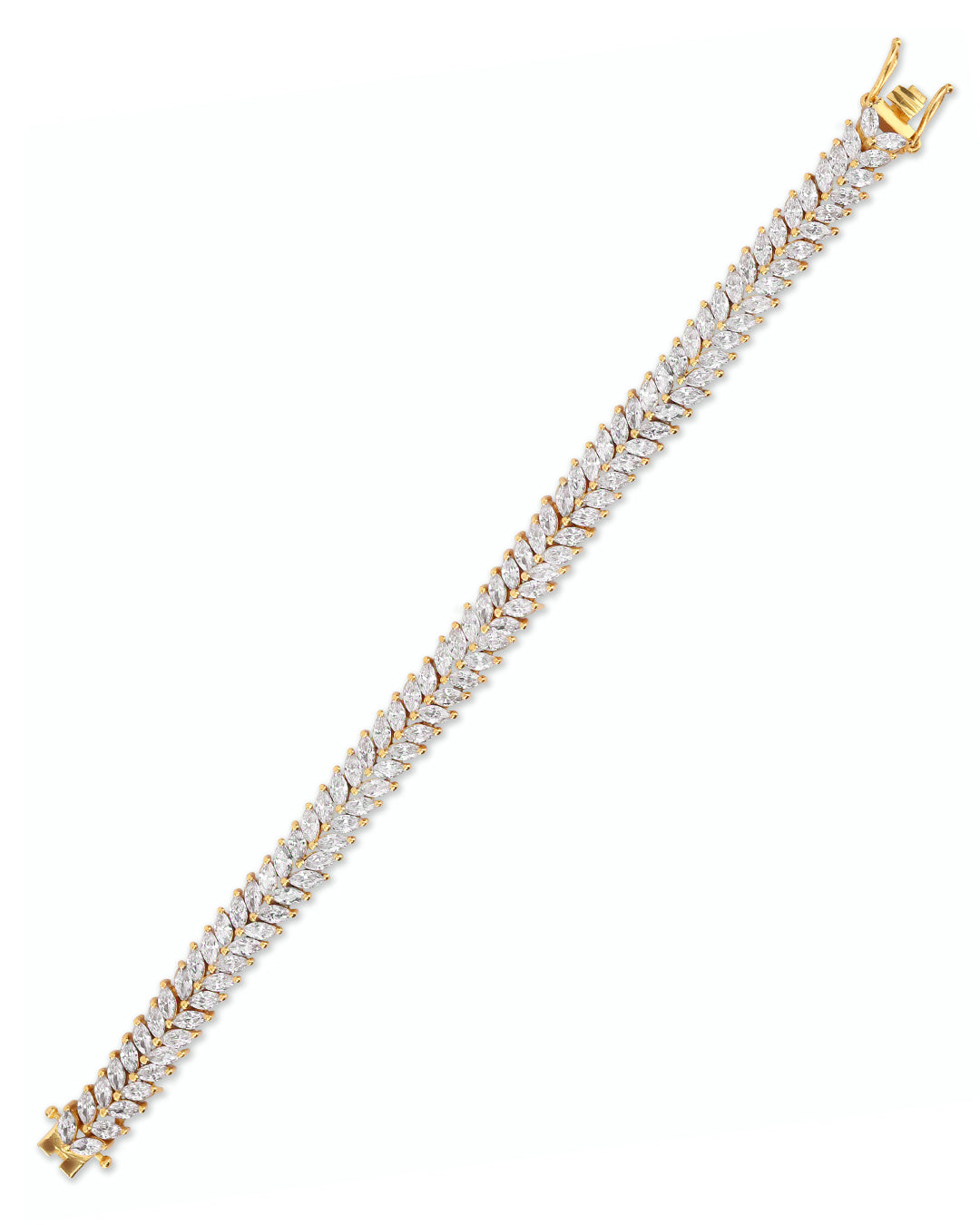 White Marquise Zirconia Two Lane Bracelet