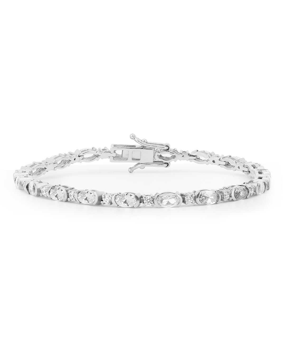 Bezel Set Oval Zirconia Bracelet with Accents