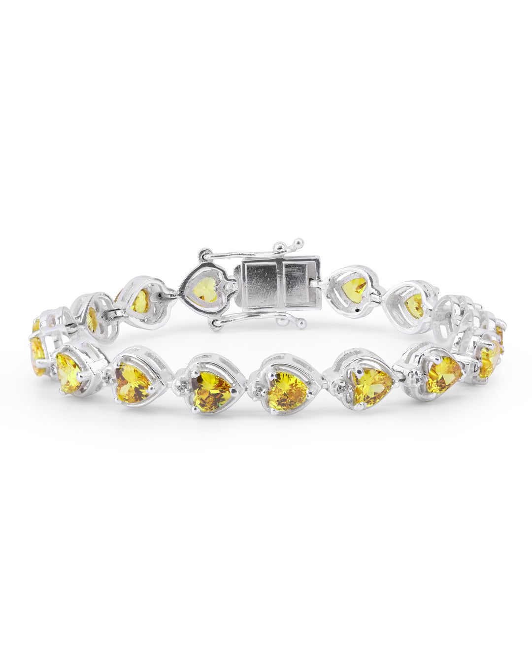 Citrine Heart Shaped Zirconia Bracelet with White Accents