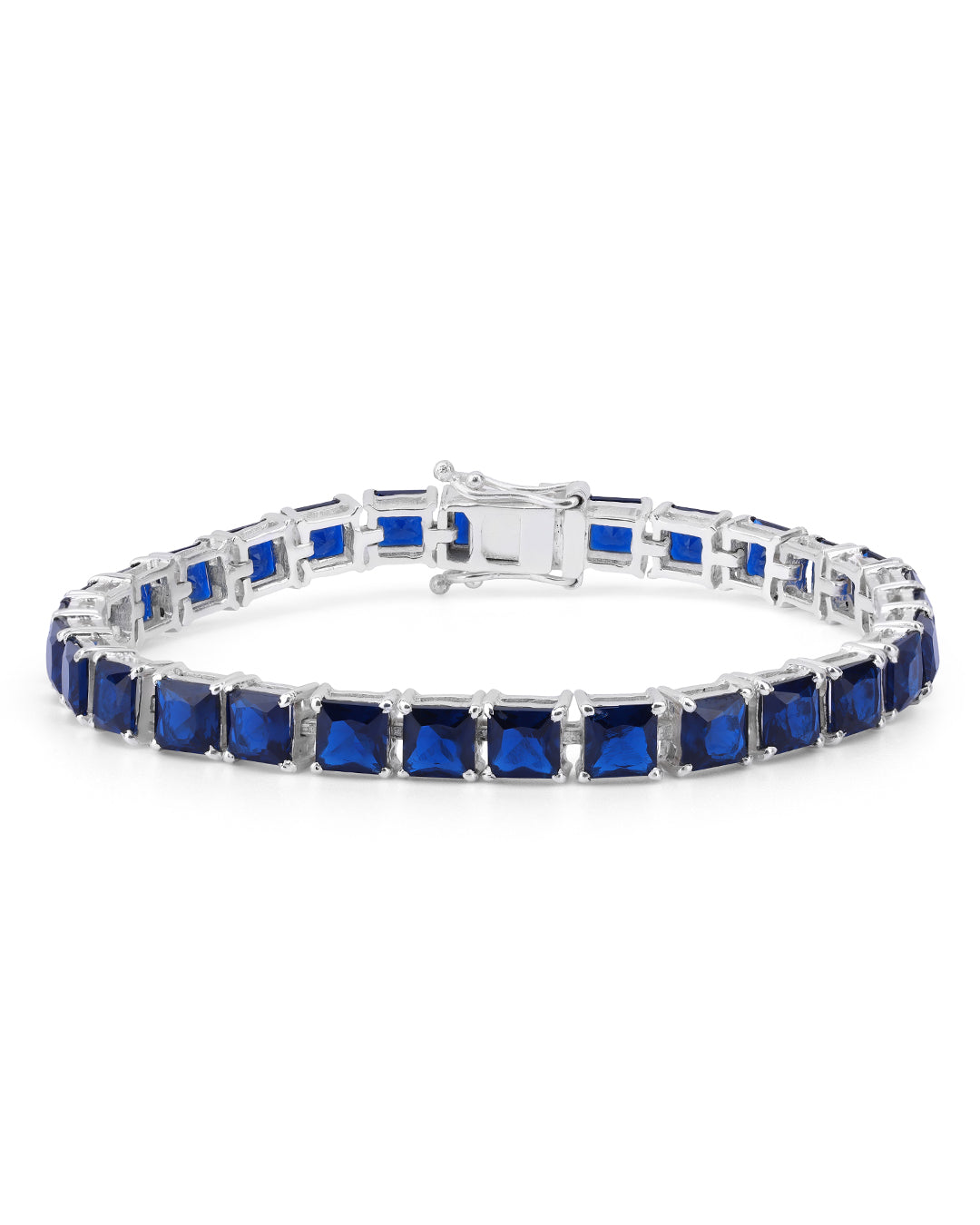 Blue Sapphire Square Zirconia Tennis Bracelet