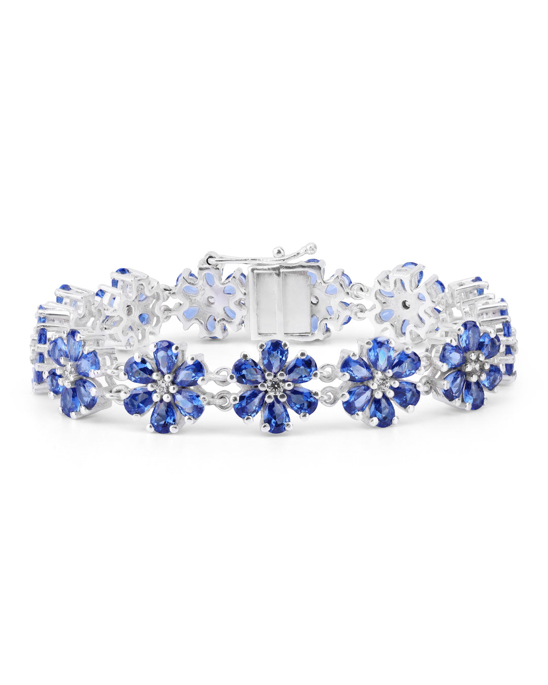 Floral Tanzanite Pear Zirconia Bracelet with White Accents