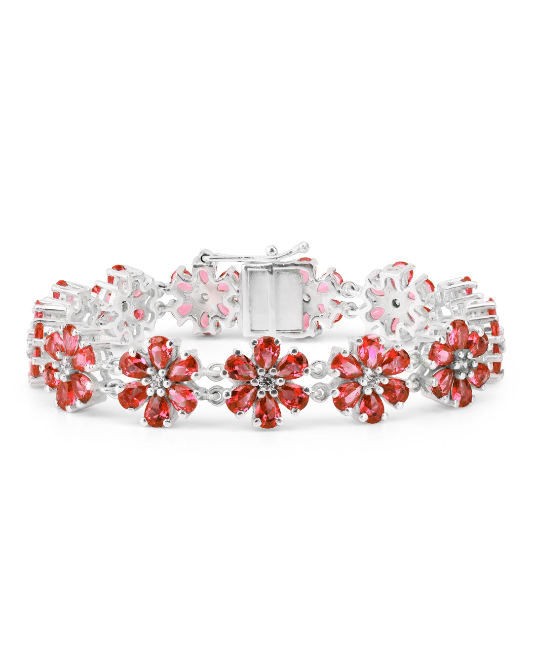 Floral Tourmaline Pear Zirconia Bracelet with White Accents