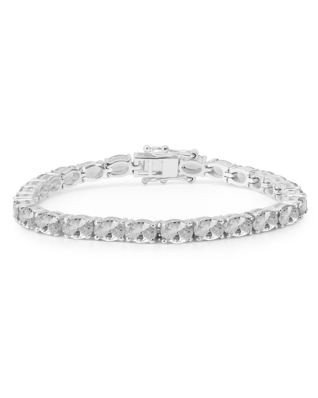 Statement Oval White Zirconia Tennis Bracelet