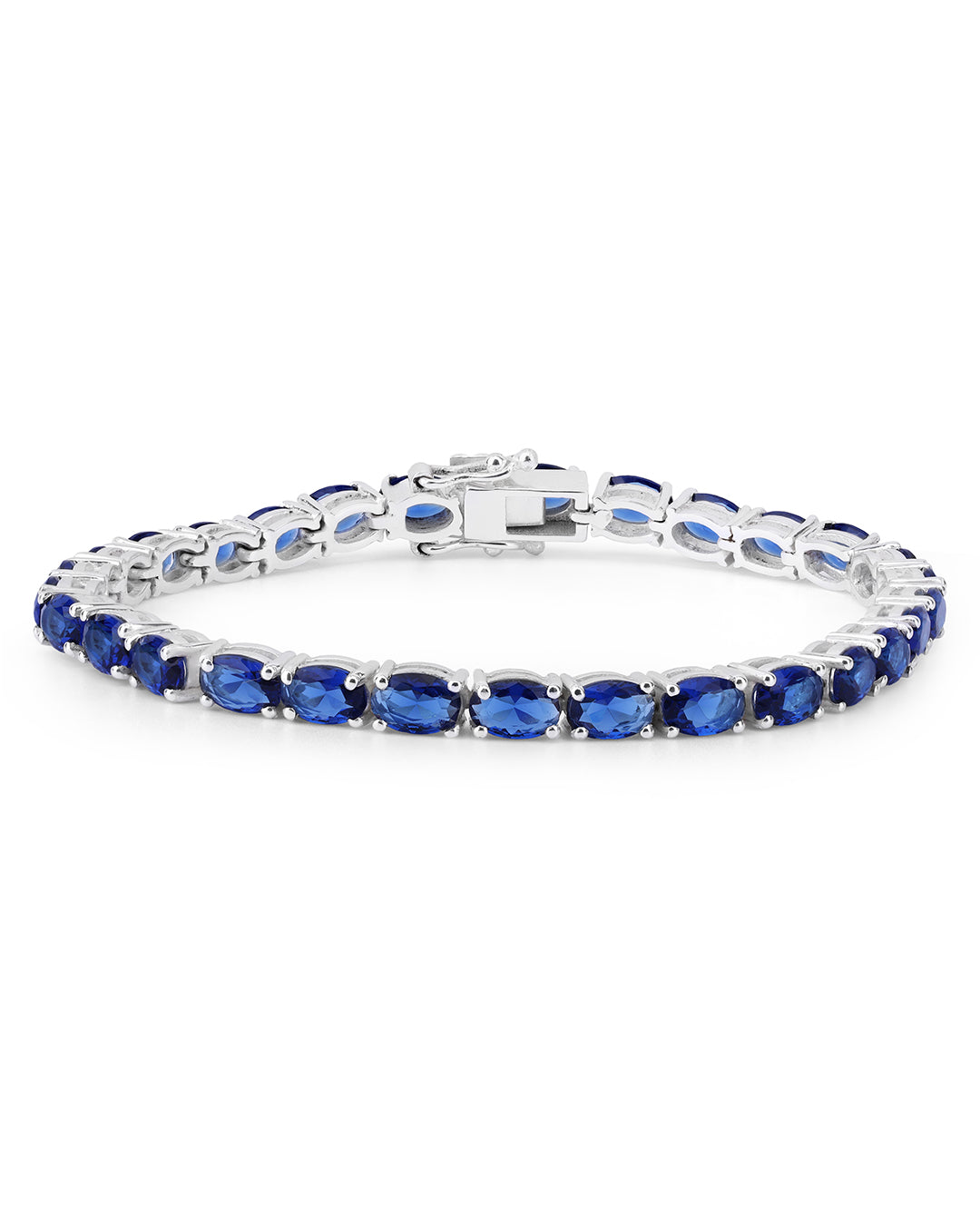 Deep Blue Oval Zirconia Tennis Bracelet