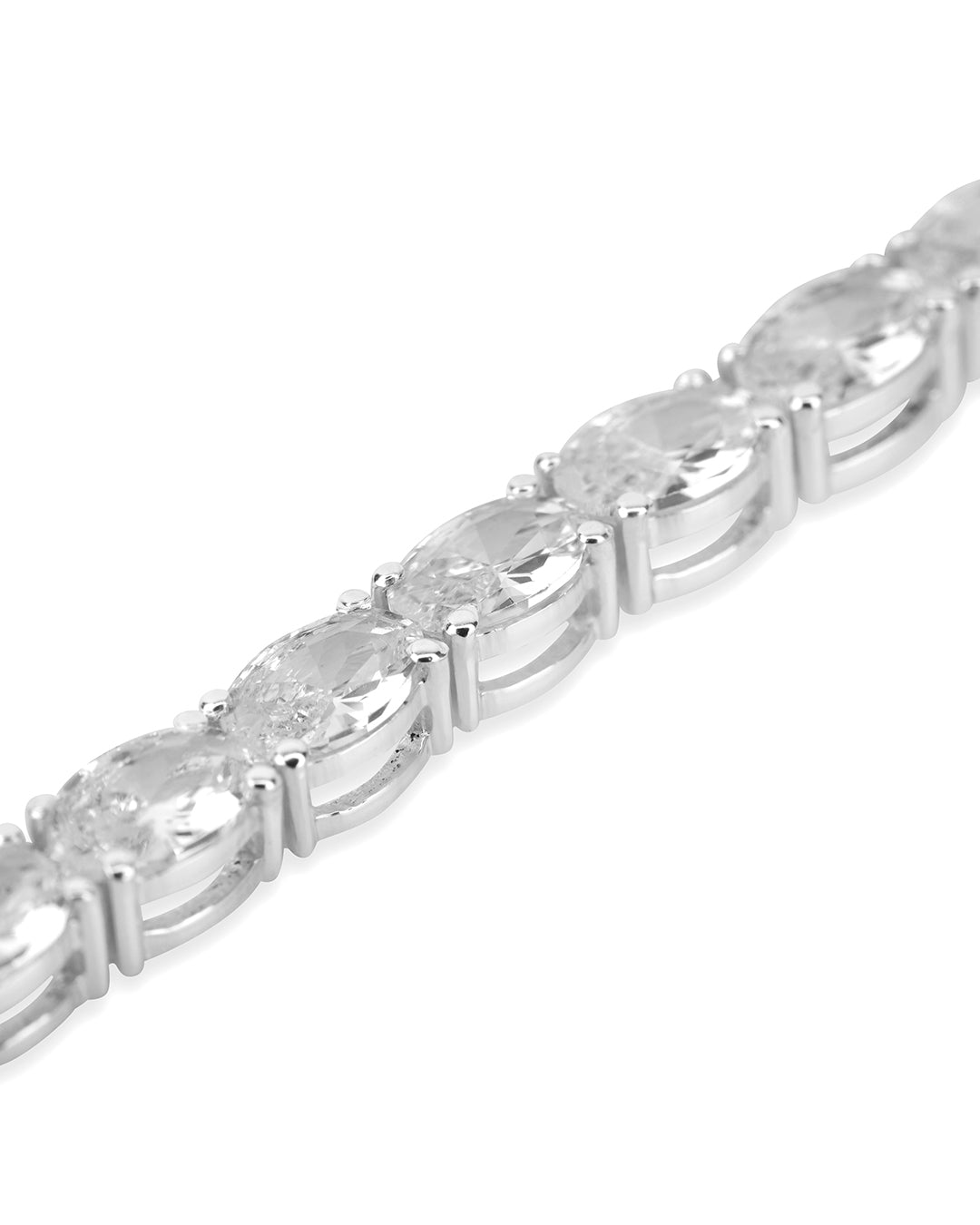 Statement Oval White Zirconia Tennis Bracelet