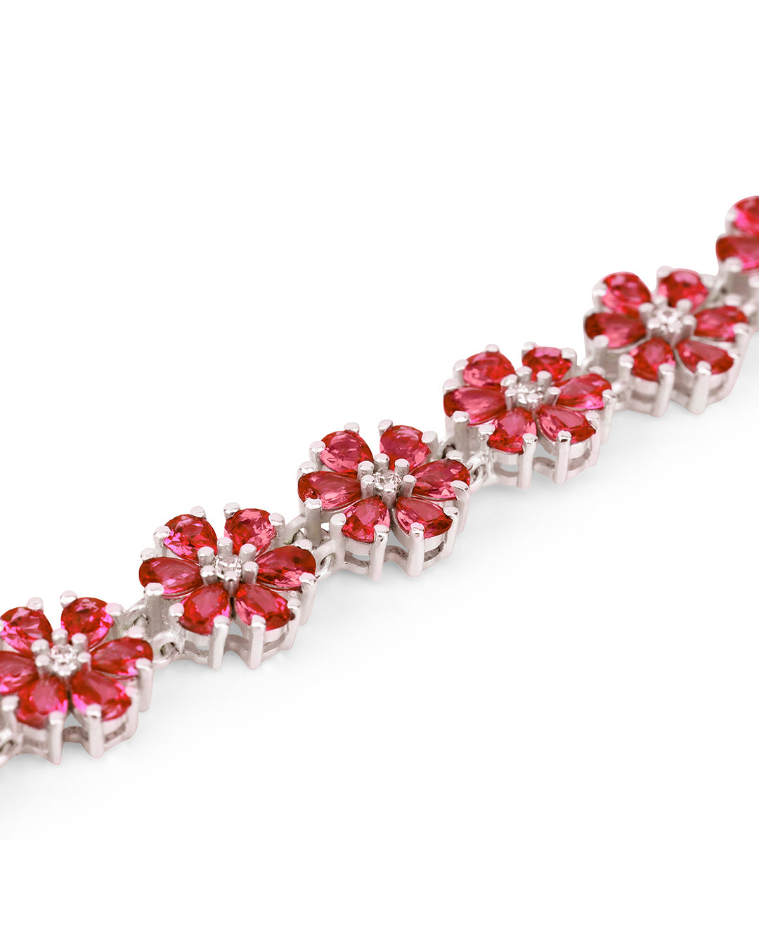 Floral Tourmaline Pear Zirconia Bracelet with White Accents