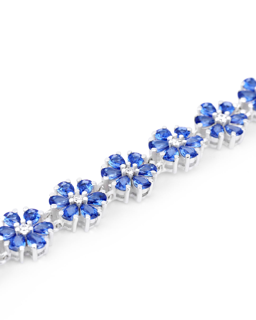 Floral Tanzanite Pear Zirconia Bracelet with White Accents