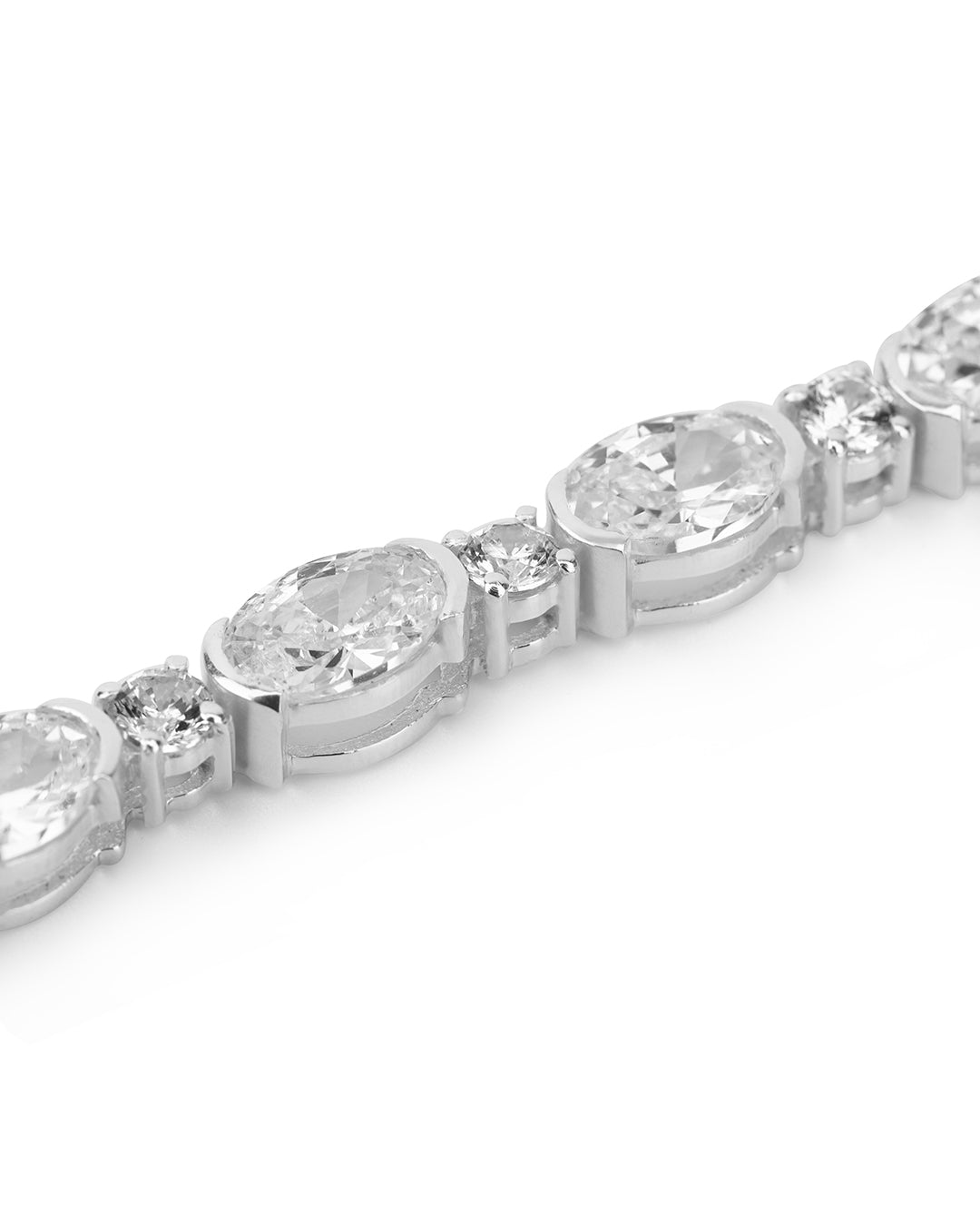 Bezel Set Oval Zirconia Bracelet with Accents