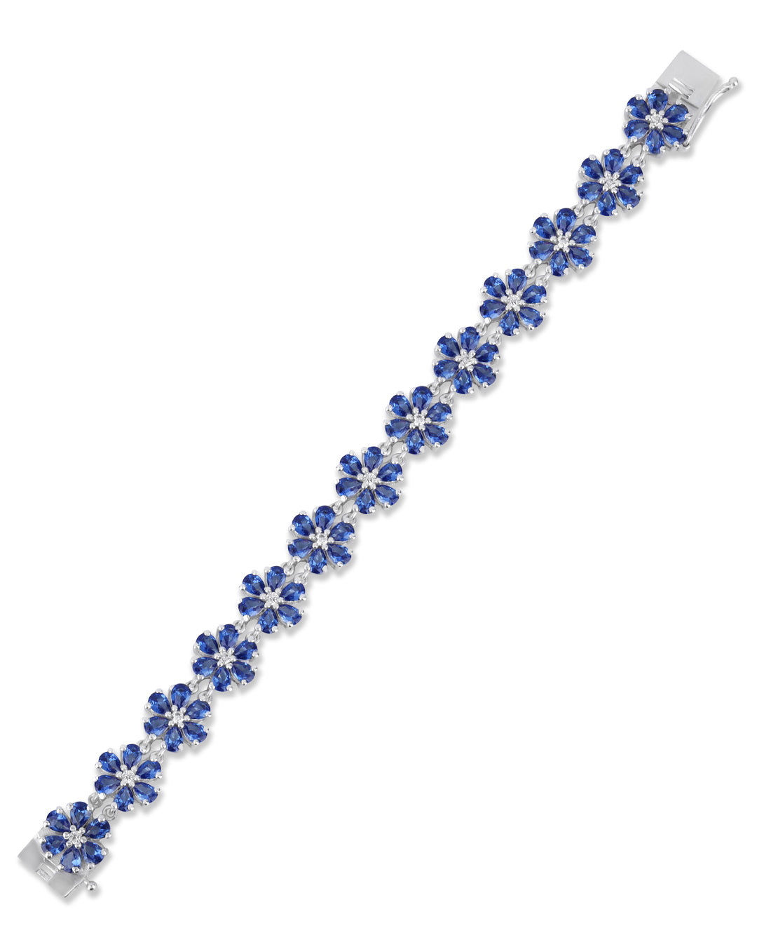 Floral Tanzanite Pear Zirconia Bracelet with White Accents