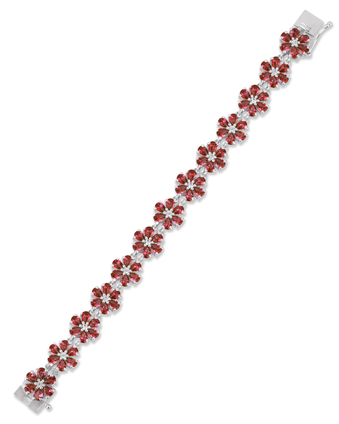 Floral Tourmaline Pear Zirconia Bracelet with White Accents