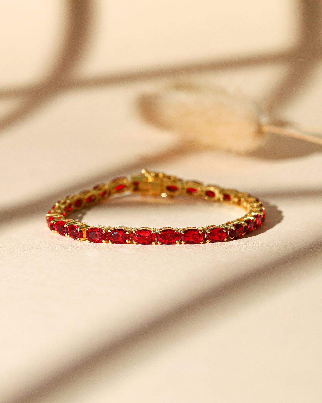 Blood Red Cherry Zirconia Oval Tennis Bracelet