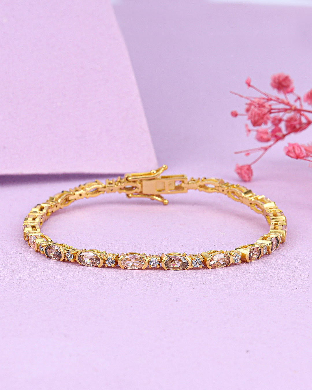 Bezel Set Champagne Zirconia Tennis Bracelet