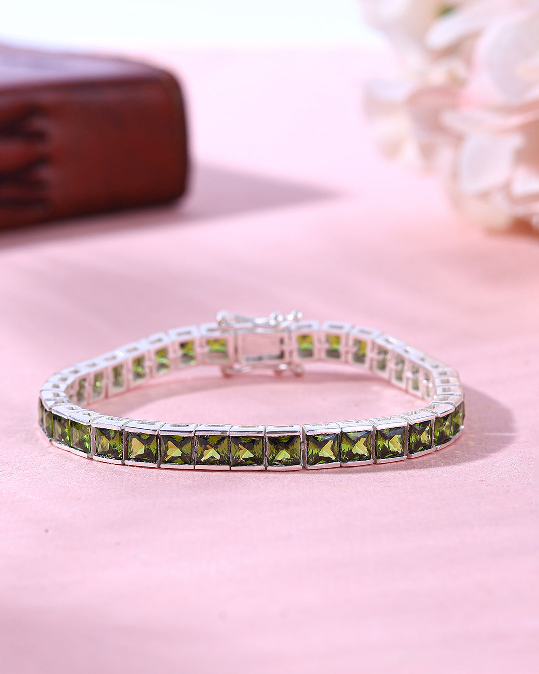 Channel Set Peridot Zirconia Tennis Bracelet