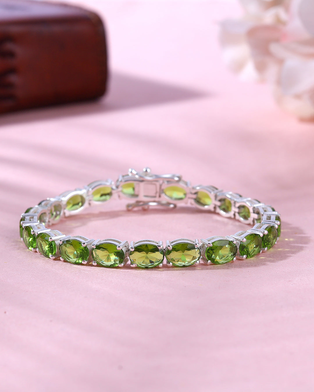 Peridot Oval Zirconia Tennis Bracelet