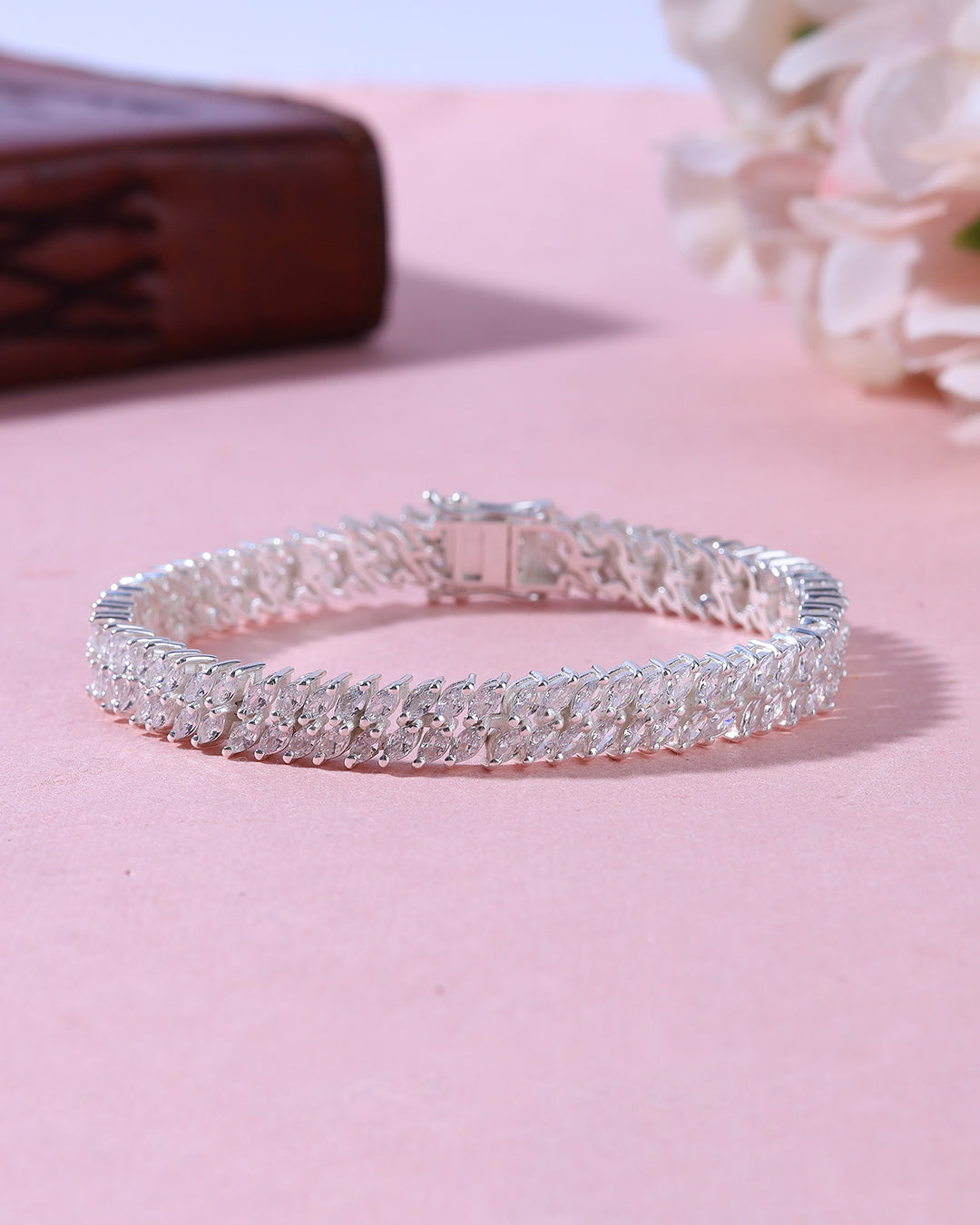 Two Lane Marquise Zirconia Tennis Bracelet