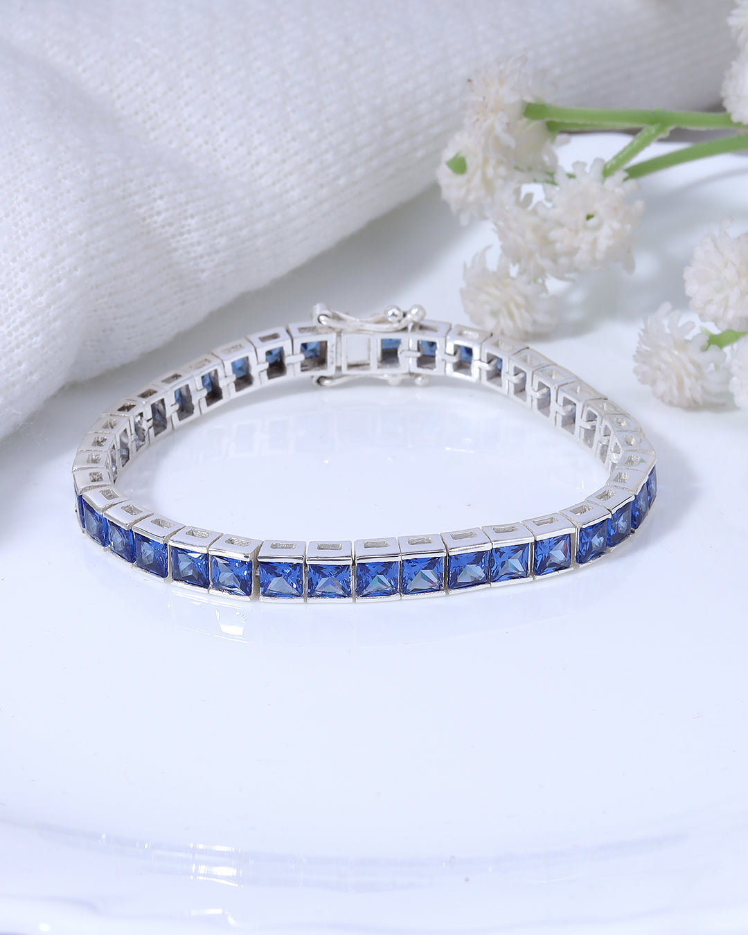 Bezel Set Tanzanite Zirconia Tennis Bracelet