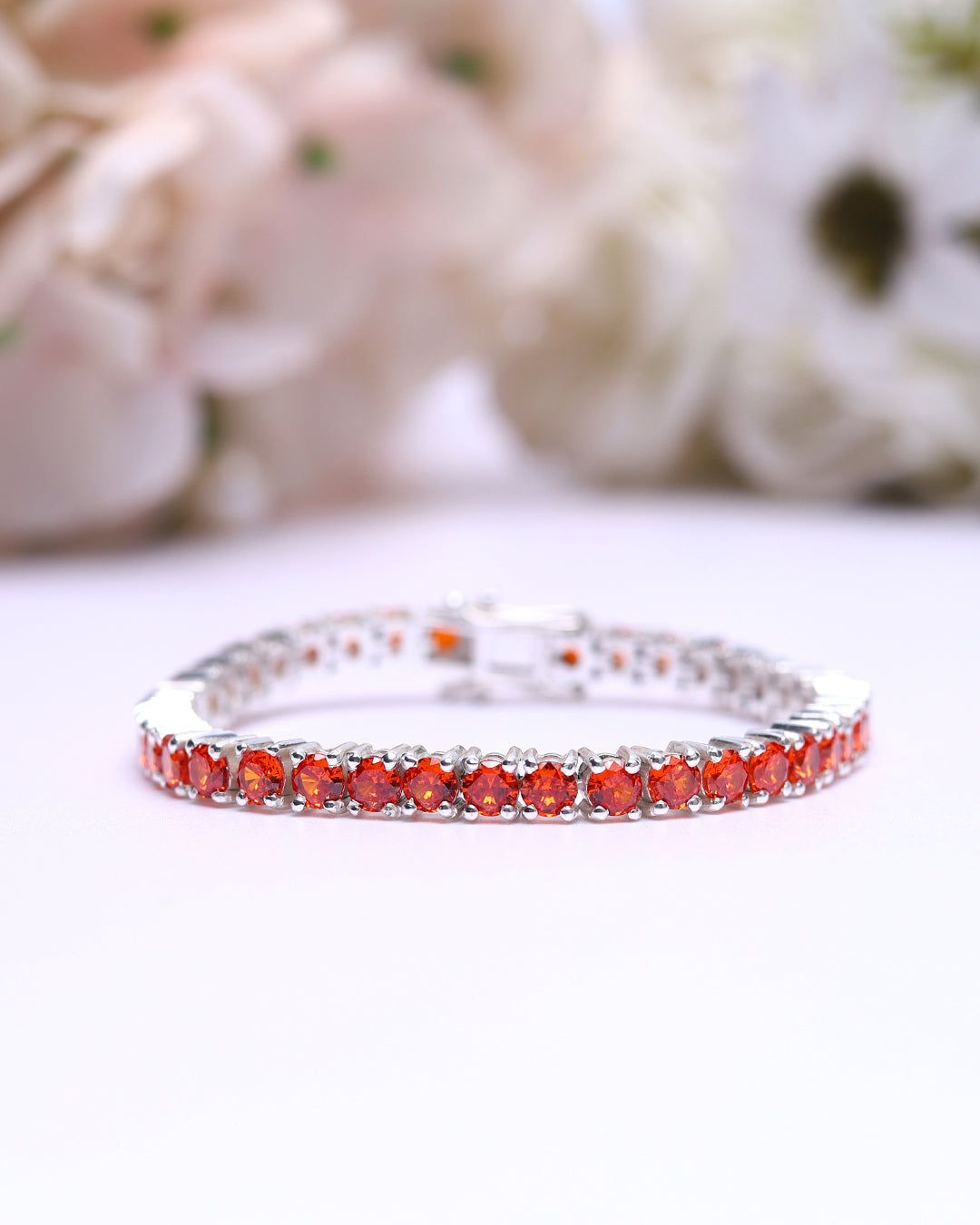 Cherry Opal Round Zirconia Tennis Bracelet