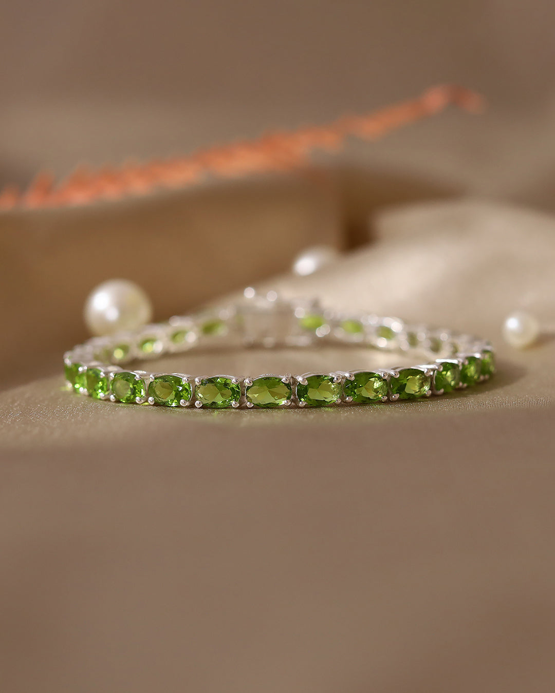 Tsavorite Oval White Zirconia Tennis Bracelet