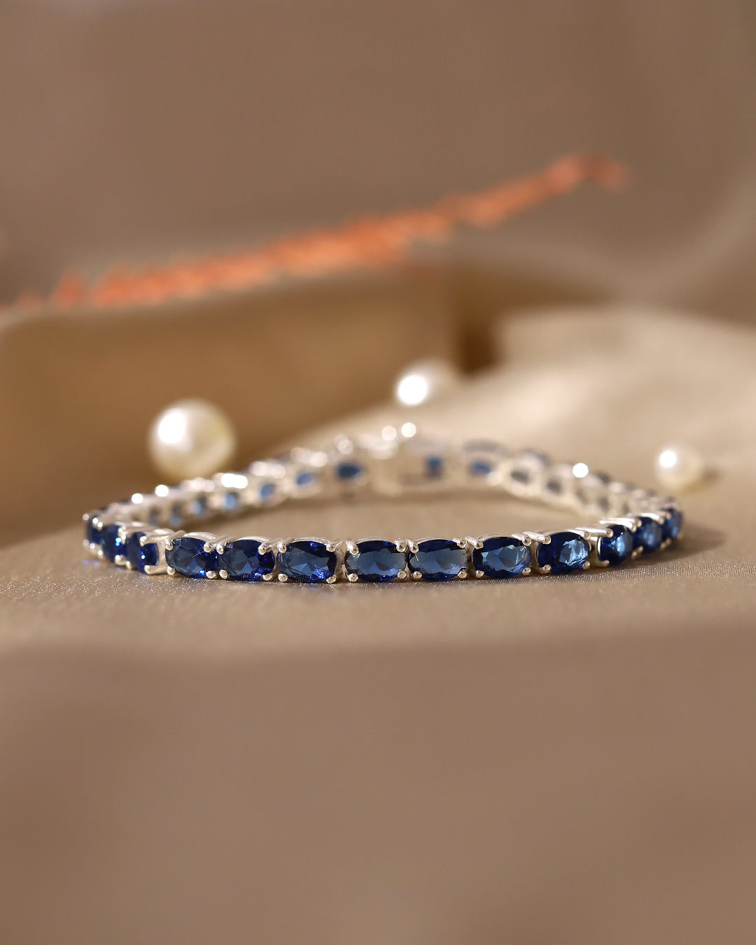 Deep Blue Oval Zirconia Tennis Bracelet