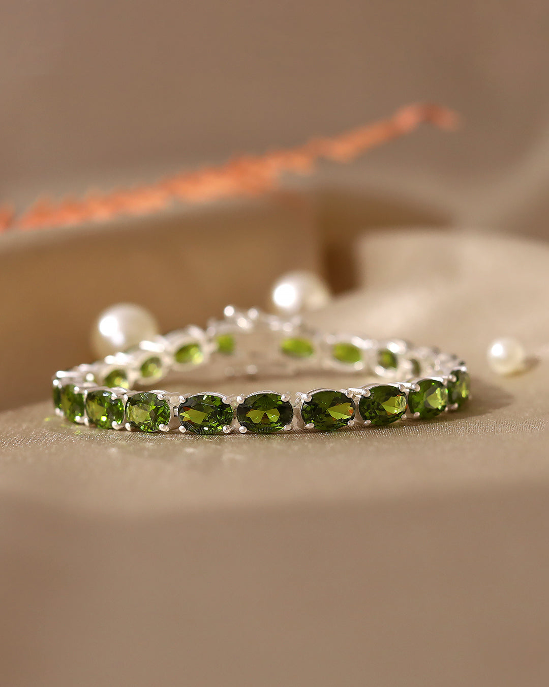 Beautiful Oval Peridot Zirconia Tennis Bracelet