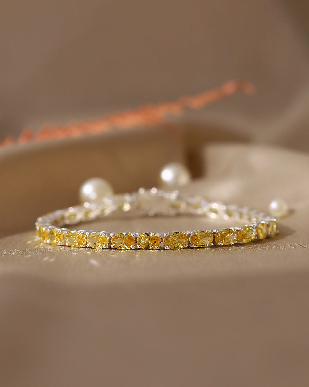 Citrine Oval Zirconia Tennis Bracelet